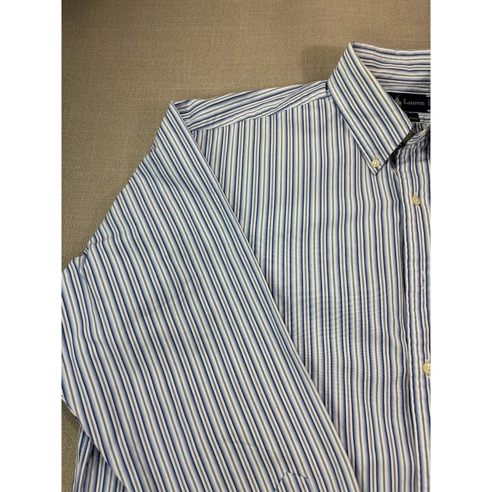 Polo Ralph Lauren Men's Blake White Blue Long Sleeve Button Down Size L